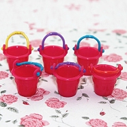 Plastic Bucket Miniature Ornaments, Micro Landscape Home Dollhouse Bathroom Accessories, Pretending Prop Decoration, Cerise, 27x20mm(PW-WG55717-05)