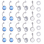 SUNNYCLUE DIY Earring Makings, with 304 Stainless Steel Ear Nuts, Earring Backs and Transparent Glass Cabochons, Flat Round, Stainless Steel Color, Tray: 10mm, 27x12x15mm, Hole: 0.8mm, 9.5~10x3.5mm(DIY-SC0008-90P-10mm)