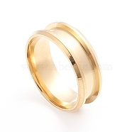 Ion Plating(IP) 201 Stainless Steel Grooved Finger Ring Settings, Ring Core Blank, for Inlay Ring Jewelry Making, Real 18K Gold Plated, Size 10, Inner Diameter: 20mm(MAK-WH0007-16G)