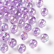 Transparent Acrylic Beads, AB Color Plated, Round, Lilac, 8x7mm, Hole: 2mm, about 1745pcs/500g(MACR-S370-B8mm-746)