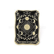 Alloy Brooch, Enamel Pins, Light Gold, Tarot Card Badges, The Wheel of Fortune, Black, 30.5x21.5x1.5mm(JEWB-D014-01LG-04)