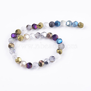 Electroplate Glass Beads Strands, Frosted, Faceted, Round, Colorful, 10mm, Hole: 1mm, about 35pcs/strand, 13.1 inch(LAMP-K029-03B)