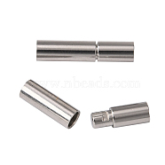 304 Stainless Steel Bayonet Clasps, Column, Stainless Steel Color, 18~20x4mm, Hole: 3mm(STAS-P226-01E)