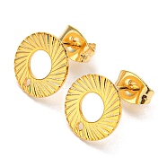 201 Stainless Steel Stud Earrings Finding, with 304 Stainless Steel Pins, Donut, Real 24K Gold Plated, 10mm, Hole: 1mm, Pin: 0.8mm(STAS-B045-13G-A)