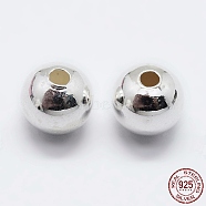 925 Sterling Silver Beads, Round, Silver, 5mm, Hole: 1mm(X-STER-K167-026E-S)