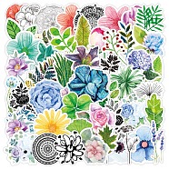 50Pcs Waterproof PVC Plastic Stickers, Self Adhesive Picture Stickers, for Water Bottles, Laptop, Luggage, Cup, Computer, Mobile Phone, Skateboard, Guitar Stickers, Mixed Styles Flower Pattern, Mixed Color, 50~80mm(X-STIC-PW0001-363)