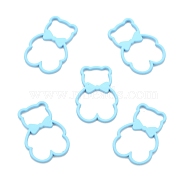 Spray Painted Alloy Pendents, Bear with Bowknot, Light Sky Blue, 22x15x1.5mm, Hole: 6x9mm(PALLOY-F278-01C)