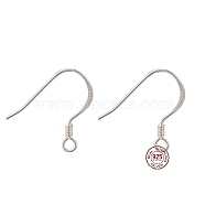 925 Sterling Silver Earring Hooks, with 925 Stamp, Silver, 16x19x1.4mm, Hole: 1.5mm, 24 Gauge, Pin: 0.5mm(STER-K167-049D-S)