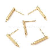 304 Stainless Steel Stud Earring Finding, with Horizontal Loop, Rectangle, Real 18K Gold Plated, 18x3mm, Hole: 1.8mm, Pin: 0.8mm(STAS-C080-06D-G)