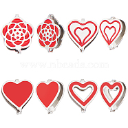 12Pcs 4 Styles 304 Stainless Steel Snap on Bails, with Enamel, Heart & Plum Blossom, Red, 11~12x9.5~10x3.5mm, Pin: 0.9mm, 3Pcs/style(STAS-BBC0002-78)
