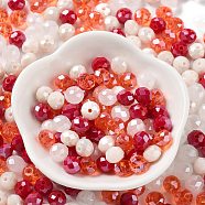 Glass Beads, Faceted, Rondelle, Tomato, 6x5mm, Hole: 1mm, about 280pcs/60g(EGLA-A034-SM6mm-27)