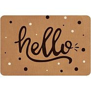 Linen and Rubber Ground Mat, Rectangle with Word Hello, Peru, Word, 40x60cm(AJEW-WH0142-002)