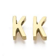 201 Stainless Steel Charms, Golden, Letter.K, 8x4.5x3mm, Hole: 1.6mm(X-STAS-R110-K-G)