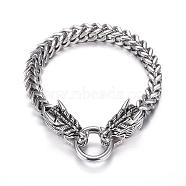 316 Surgical Stainless Steel Curb Chain Bracelets, Dragon, Stainless Steel Color, 8-7/8 inch(225mm)(BJEW-G520-25)