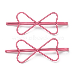 Cute Spray Painted Stainless Iron Hair Bobby Pins, Bowknot, for Childern, Hot Pink, 60x21.5x5mm(PHAR-L006-D03)