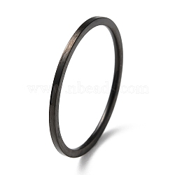 Ion Plating(IP) 304 Stainless Steel Simple Plain Band Finger Ring for Women Men High Polished, Gunmetal, Size 7, Inner Diameter: 17.4mm, 1mm(RJEW-F152-05B)