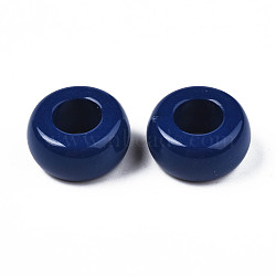 Opaque Acrylic European Beads, Large Hole,Ring, Prussian Blue, 20x10mm, Hole: 9mm(OACR-N131-021B)