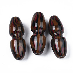 Two Tone Acrylic Beads, Oval, Coconut Brown, 45x15.5mm, Hole: 3mm(SACR-S274-03A)