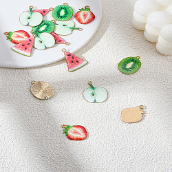 16Pcs 4 Styles Alloy Pendants, with Enamel, Fruit, Mixed Shapes, 26~28x19~22x1.5~2mm, Hole: 1.8~2mm, 4pcs/style(FIND-LP0004-36)
