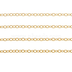 Brass Flat Oval Cable Chains, Unwelded, with Spool, Golden, 3.5x3x0.5mm, about 10m/roll, 1roll(CHC-CJ0001-12A)