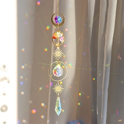 Natural Mixed Gemstone Chips Tree & Glass Suncatchers, Hanging Ornaments Home Garden Decoration, 430mm(PW-WG94368-02)