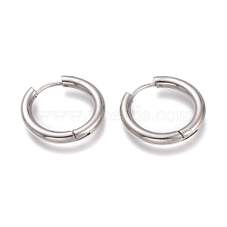 Tarnish Resistant 201 Stainless Steel Huggie Hoop Earrings, with 304 Stainless Steel Pin, Hypoallergenic Earrings, Ring, Stainless Steel Color, 9 Gauge, 22x3mm, Pin: 1mm(EJEW-L256-05E-P)