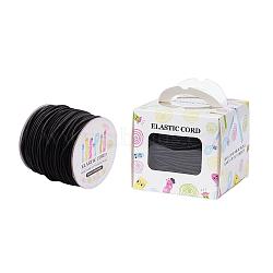 Elastic Cord, with Nylon Outside and Rubber Inside, Round, Black, 2mm, 43.74yards/roll(40m/roll)(EC-JP0002-2mm-038A)