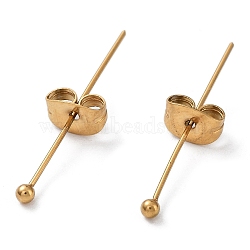 Ion Plating(IP) 304 Stainless Steel Ball Head Pins, with Ear Nuts, Real 18K Gold Plated, 50x0.7mm(STAS-I312-C07-G01)