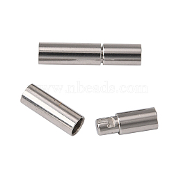 Tarnish Resistant 304 Stainless Steel Bayonet Clasps, Column, Stainless Steel Color, 18~20x4mm, Hole: 3mm(STAS-P226-01E)