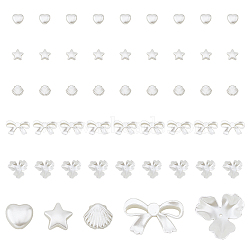 DICOSMETIC 300Pcs 5 Style ABS Plastic Imitation Pearl Beads, Mixed Shape, WhiteSmoke, 26x27.5~28.5x9mm, Hole: 1.5mm, about 60pcs/sryle(OACR-DC0001-07)