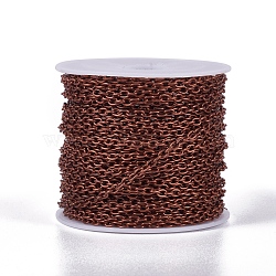 Iron Cable Chains, Unwelded, Oval, Lead Free and Nickel Free, Red Copper Color, 3x2x0.5mm(X-CH-S079-R-FF)