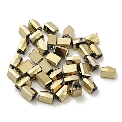 Electroplate Glass Beads, Faceted, Triangle, Light Khaki, 7.5x5.5x6mm, Hole: 1.2mm, 100pcs/bag(EGLA-Z004-05E)