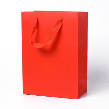 Kraft Paper Bags, with Handles, Gift Bags, Shopping Bags, Rectangle, Red, 28x20x10.1cm