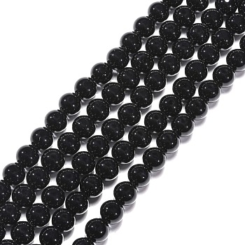 Synthetic Black Stone Beads Strands, Dyed, Round, 10mm, Hole: 1mm, about 39pcs/strand, 15.5 inch