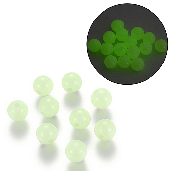 Luminous Acrylic Round Beads, Glow in the Dark, Pale Green, 12mm, Hole: 3mm, about 530pcs/500g