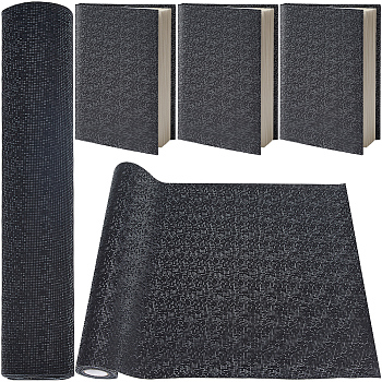 Waterproof Laser PU Leather Fabric, for Shoes Bag Photography Props, Black, 30~30.5x0.08cm, about 1.3m/roll