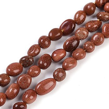 Synthetic Goldstone Beads Strands, Nuggets, Tumbled Stone, 4~6x7~10x4~6mm, Hole: 1mm, 15.75''(40cm)