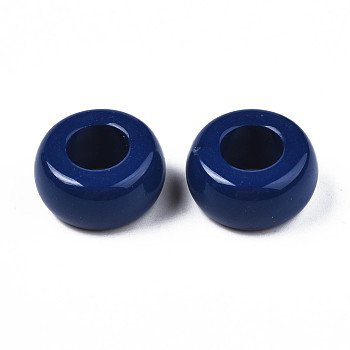 Opaque Acrylic European Beads, Large Hole,Ring, Prussian Blue, 20x10mm, Hole: 9mm