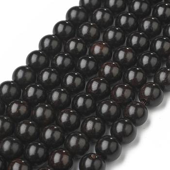 Natural Ebony Wood Beads Strands, Round, 8~8.5mm, Hole: 2mm, about 50pcs/strand, 15.1 inch(38.5cm)