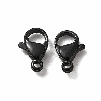 Spray Painted 304 Stainless Steel Lobster Claw Clasps, Black, 11x7x3mm, Hole: 1.4mm