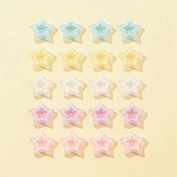20Pcs 5 Colors Acrylic Beads, Bead in Bead, Star, Mixed Color, 21.5x22x6mm, Hole: 3mm, 4pcs/color