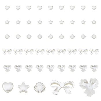 DICOSMETIC 300Pcs 5 Style ABS Plastic Imitation Pearl Beads, Mixed Shape, WhiteSmoke, 26x27.5~28.5x9mm, Hole: 1.5mm, about 60pcs/sryle