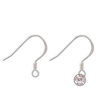 925 Sterling Silver Earring Hooks, with 925 Stamp, Silver, 16x19x1.4mm, Hole: 1.5mm, 24 Gauge, Pin: 0.5mm