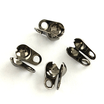 Iron Bead Tips, Calotte Ends, Cadmium Free & Lead Free, Clamshell Knot Cover, Gunmetal, 8x6x4mm, Hole: 2mm, 4.5mm inner diameter