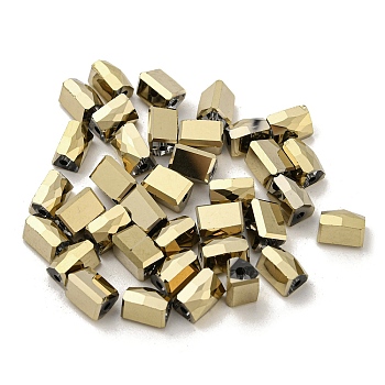 Electroplate Glass Beads, Faceted, Triangle, Light Khaki, 7.5x5.5x6mm, Hole: 1.2mm, 100pcs/bag