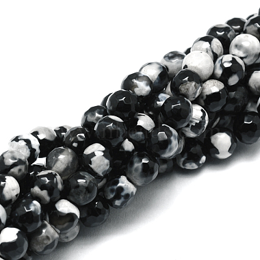 Black Round Natural Agate Beads