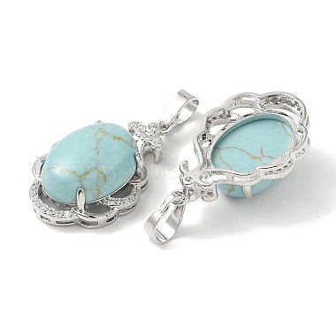 pendentifs ovales turquoise synthétique(G-NH0025-15P-28)-2