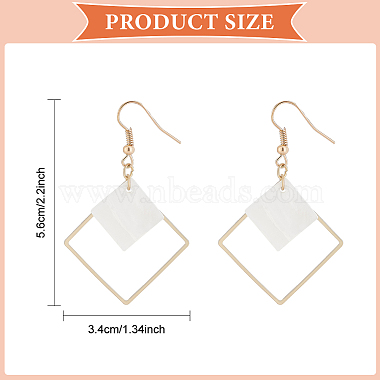 2 Pairs 2 Colors White Acrylic Rhombus Dangle Earrings(EJEW-AN0001-85)-2