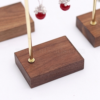 3Pcs 3 Sizes Metal L Shaped Dangle Earring Display Rack with Wooden Base(PW-WG96331-01)-3