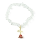 Bracelets extensibles en perles de cristal de quartz naturel avec breloques roses en alliage d'émail(BJEW-JB09561-01)-1